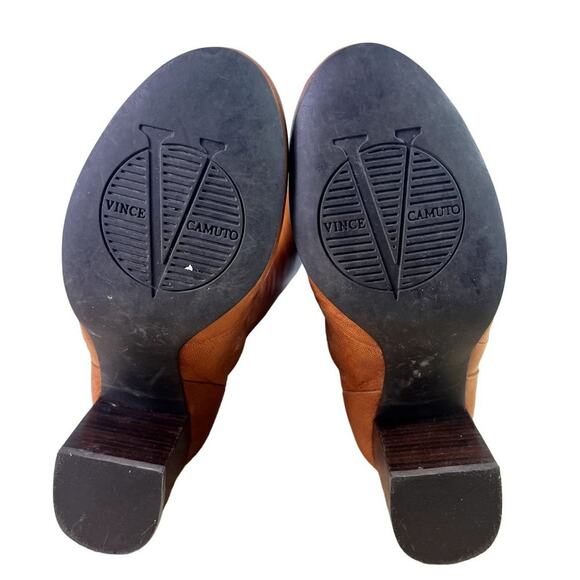 Vince Camuto Boots Womens 6.5 B Emala Cognac Double Zip Soft Leather Upper Knee - Picture 8 of 11